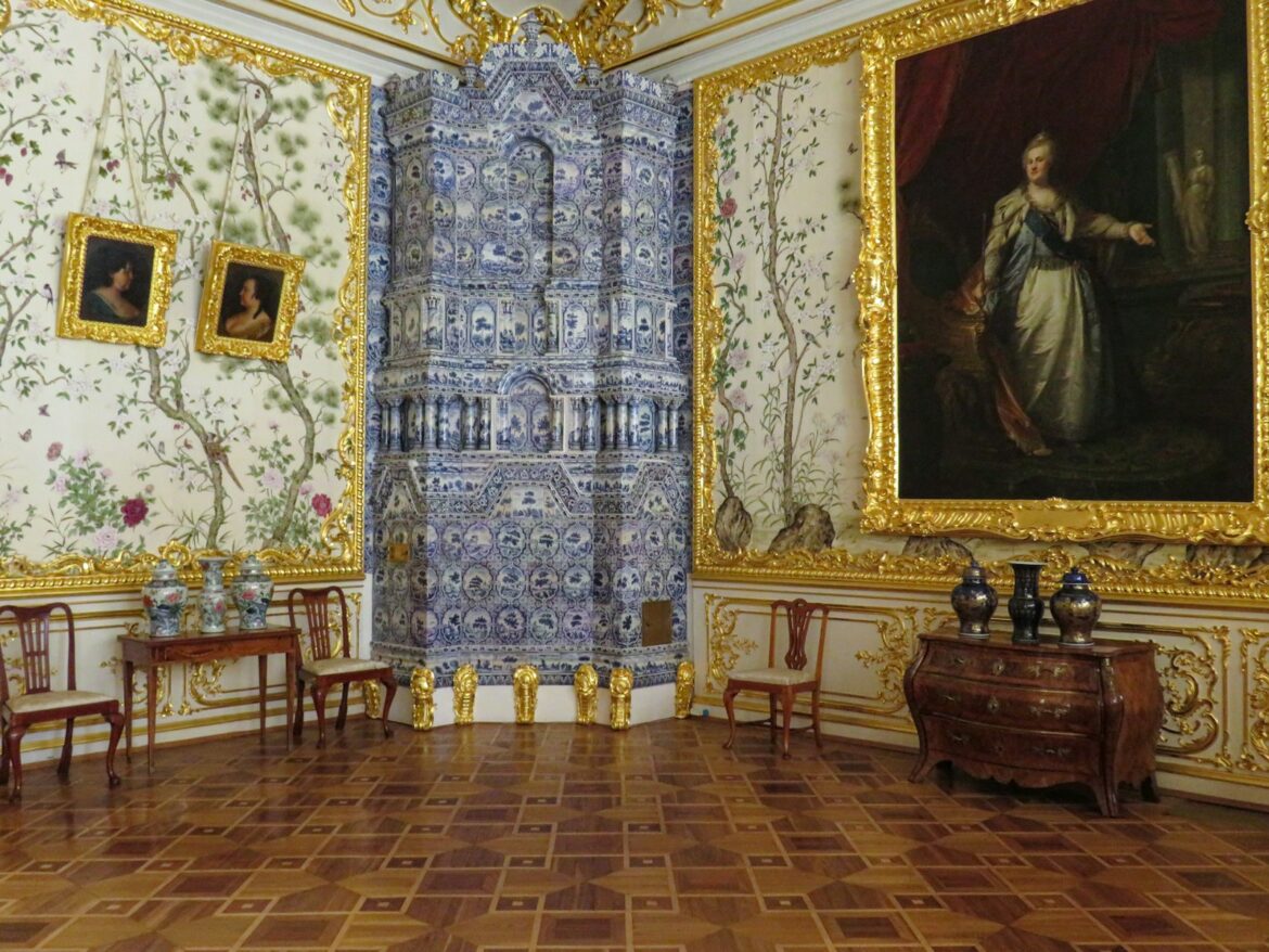 a room with a painting on the wall and paintings on the wall